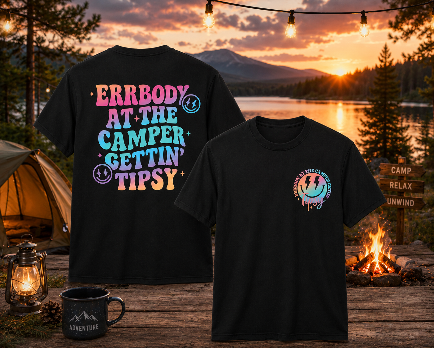 Errbody at the Camper Gettin’ Tipsy Adult T-Shirt