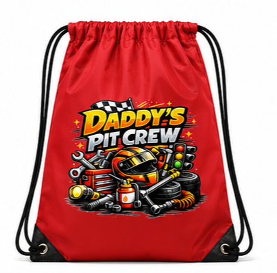 Daddy’s Pit Crew Racing Drawstring Bag | Kids Race Day