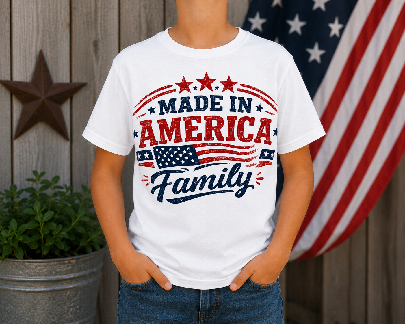 Made in America Family Youth Patriotic T-Shirt