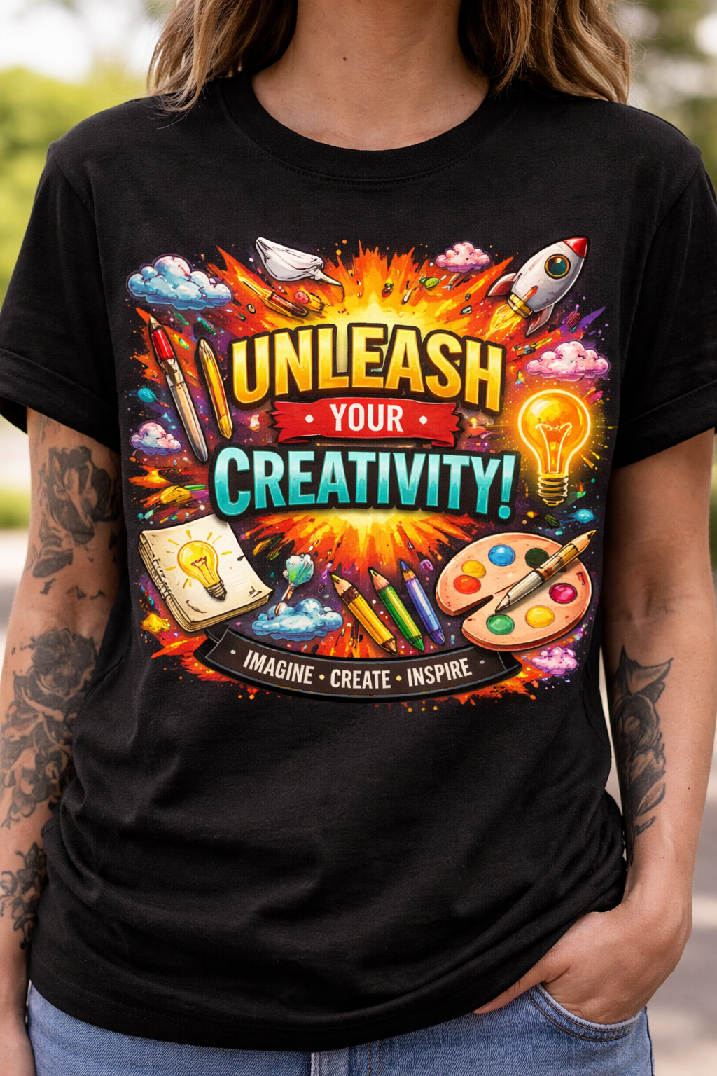 Unleash Your Creativity! – Colorful Artist Inspiration Adult T-Shirt
