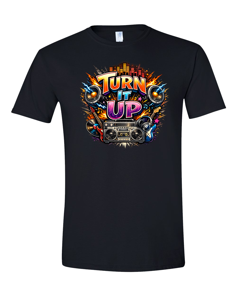 Turn It Up Music Graphic T-Shirt – Bold Retro Sound Tee