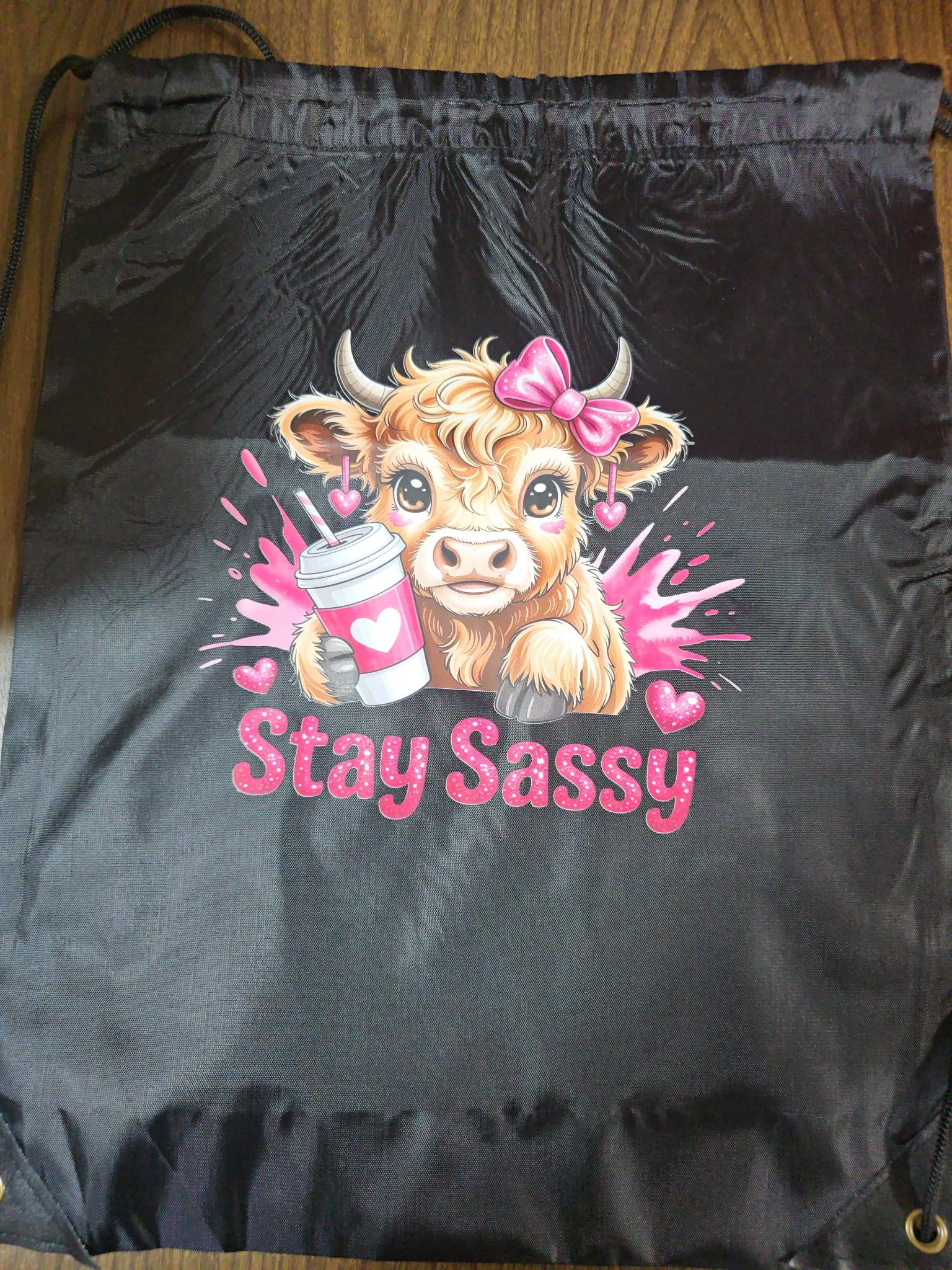 Stay Sassy (Highland Cow)– Drawstring Bag