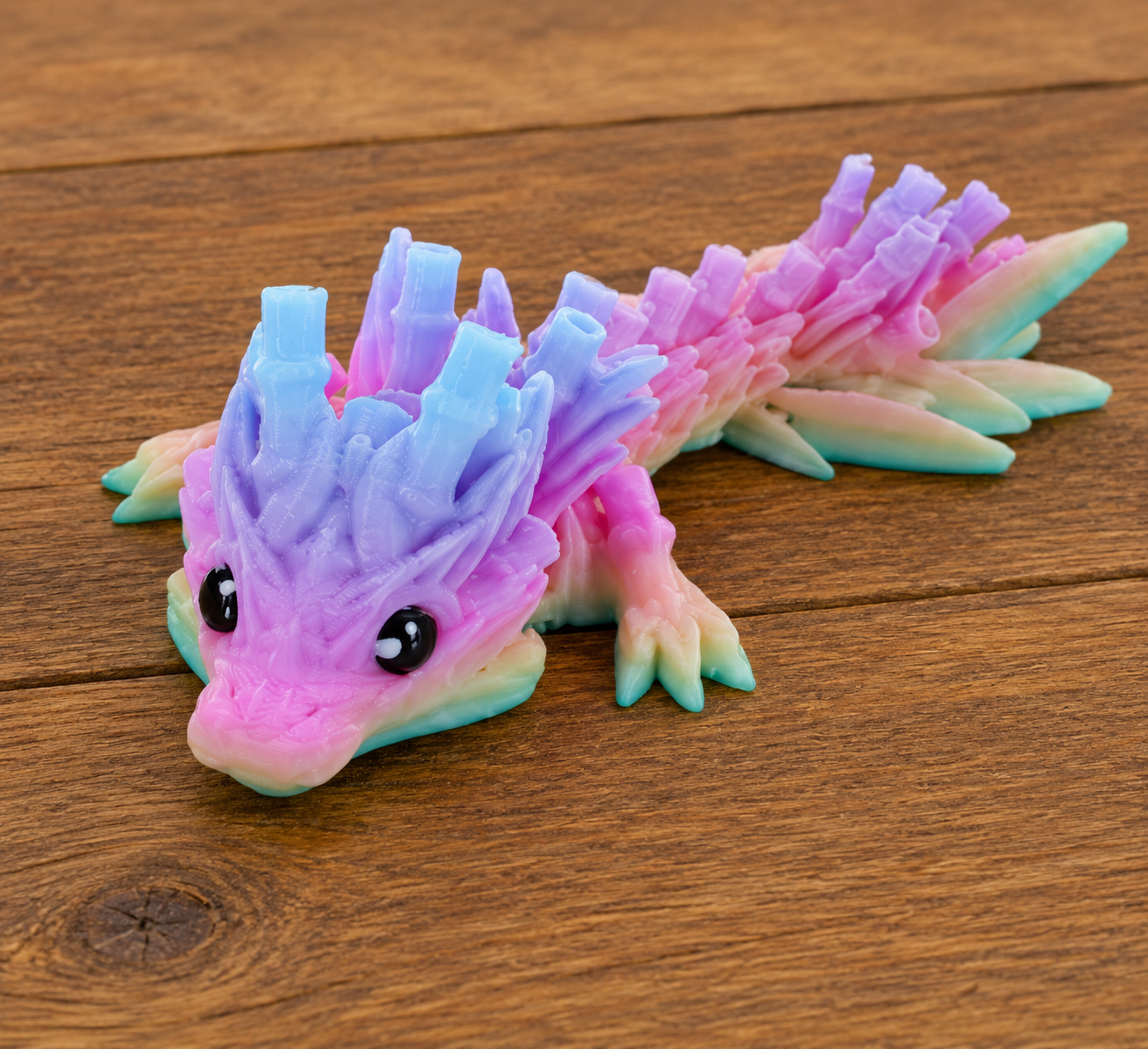 3D Printed Pastel Crystal Dragon – 4.4" Articulated Dragon