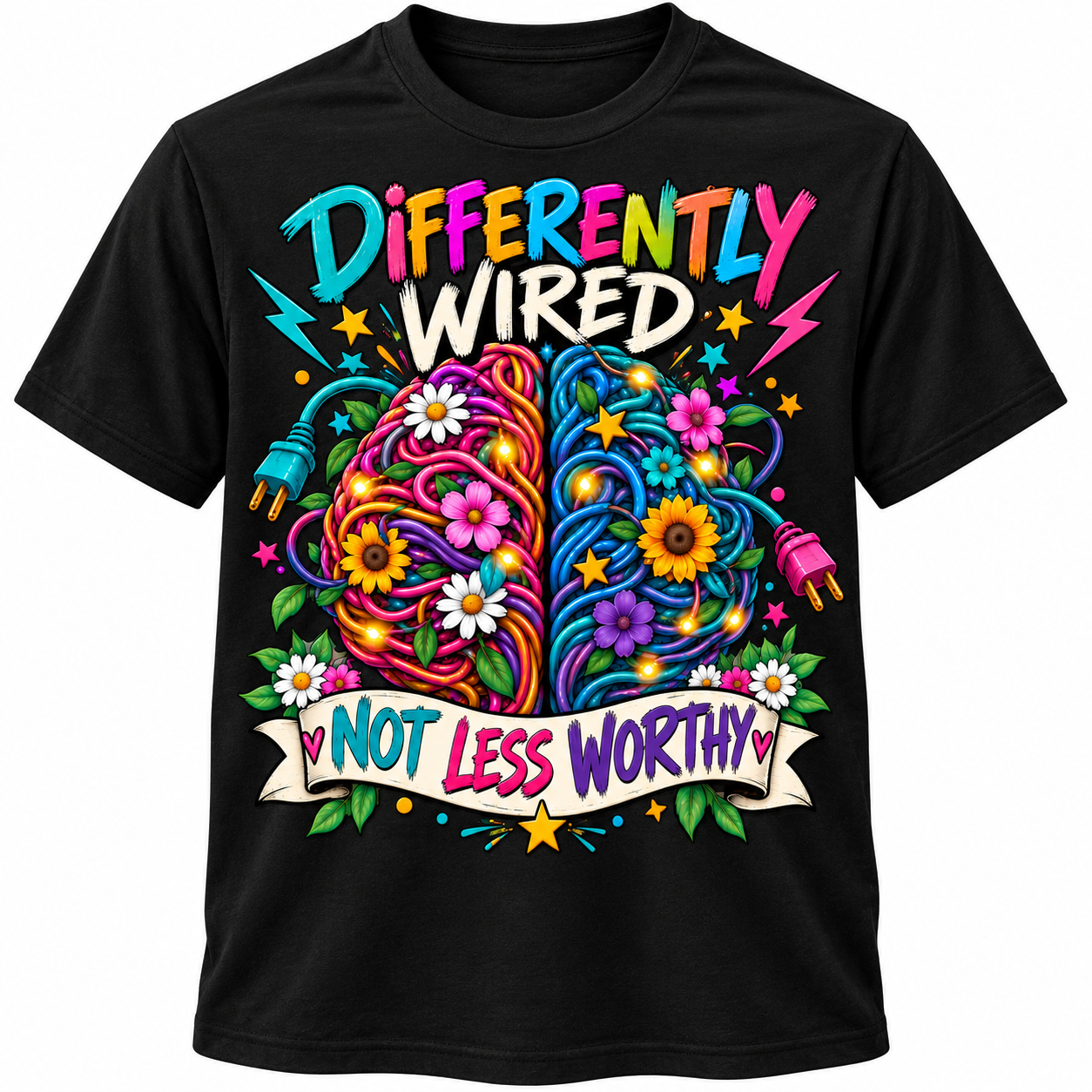 Differently Wired, Not Less Worthy Neurodiversity T-Shirt
