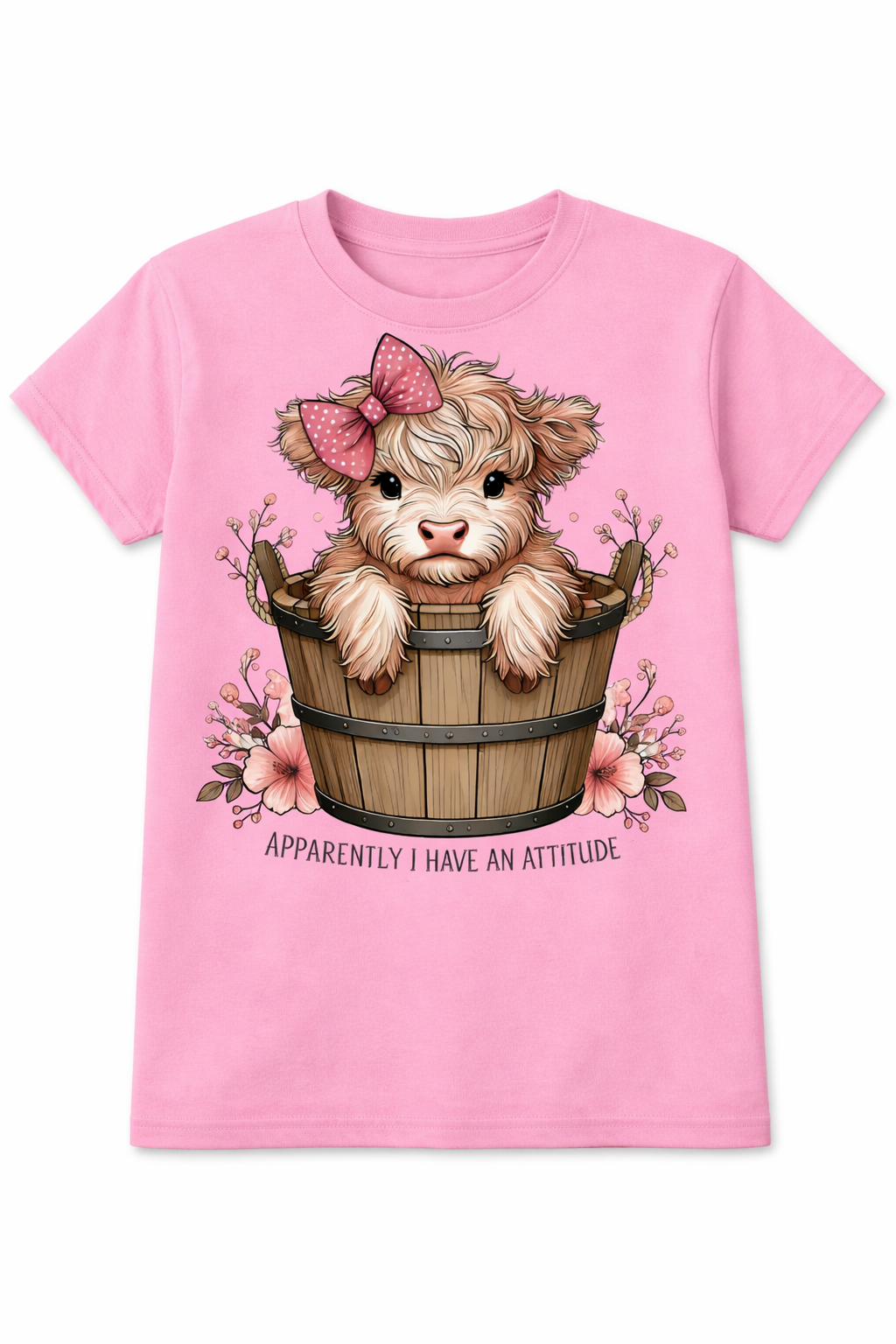 Apparently I Have an Attitude – Highland Cow Bucket Youth T-Shirt