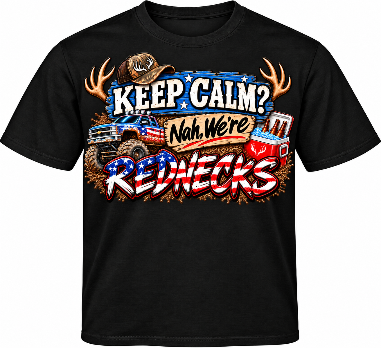 Keep Calm? Nah, We’re Rednecks Patriotic Adult T-Shirt