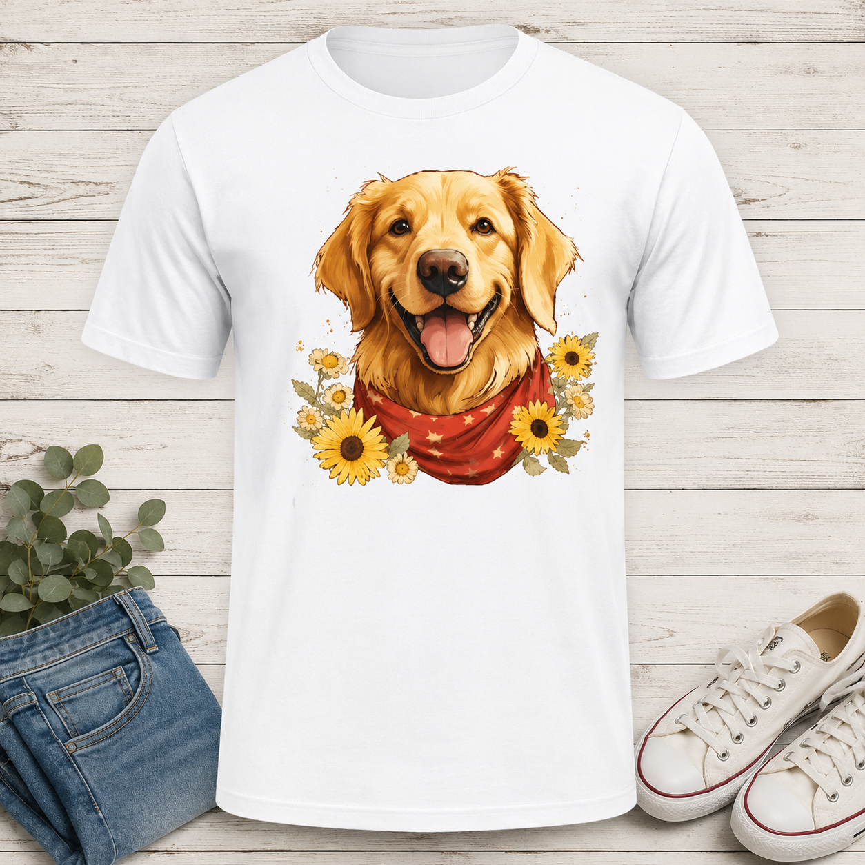 Golden Retriever Sunflower T-Shirt | Dog Lover Shirt