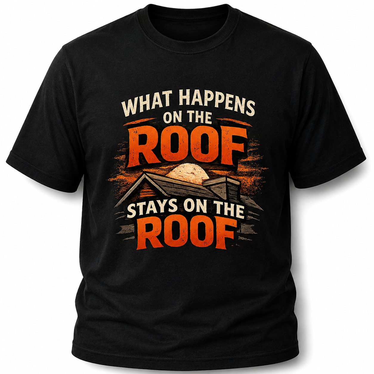 What Happens on the Roof Stays on the Roof Roofer T-Shirt