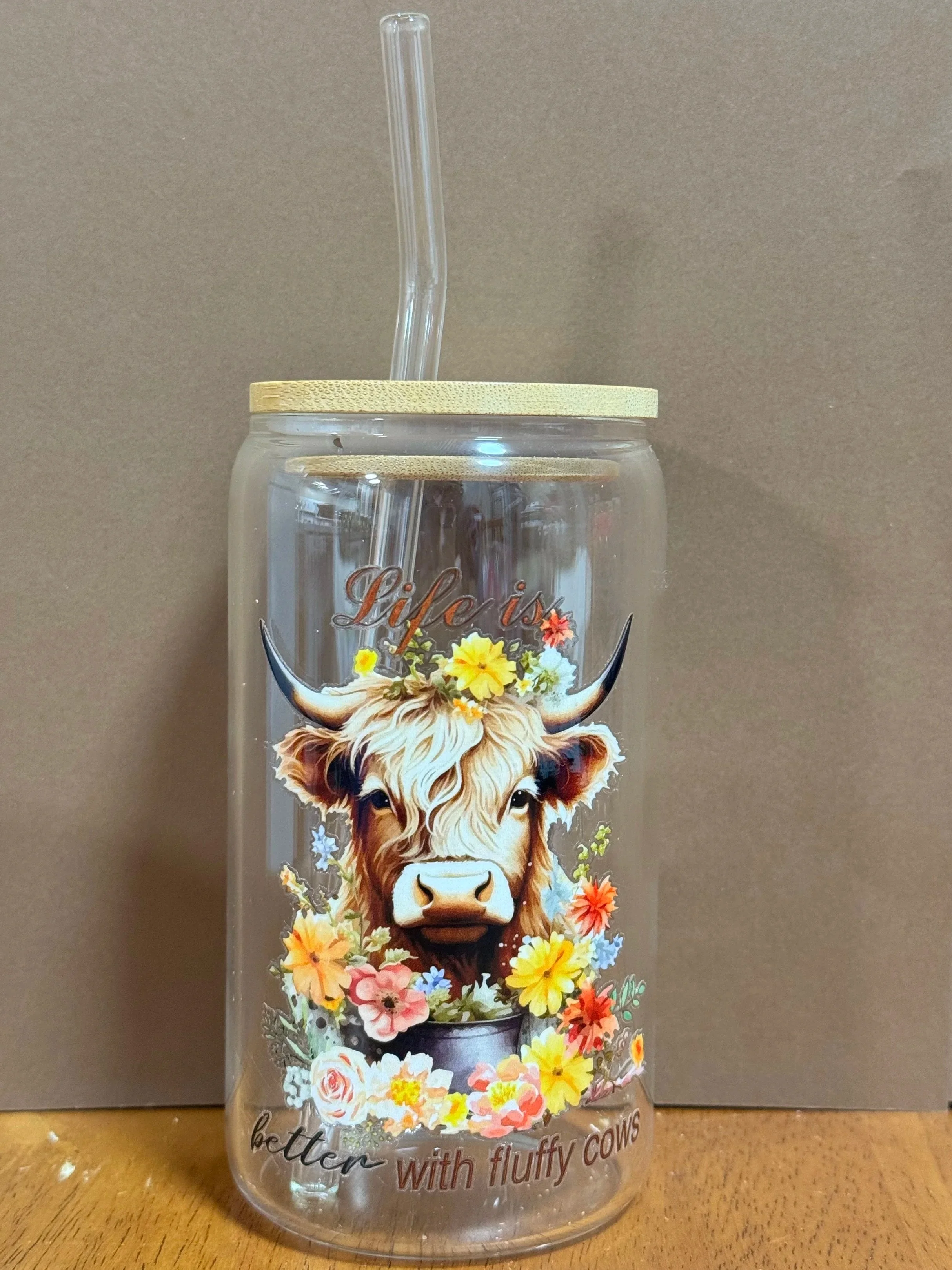 Life Is Better With Fluffy Cows – Highland Cow Glass Cup