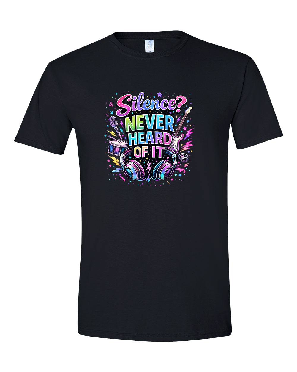 Silence? Never Heard of It Funny Music Graphic T-Shirt