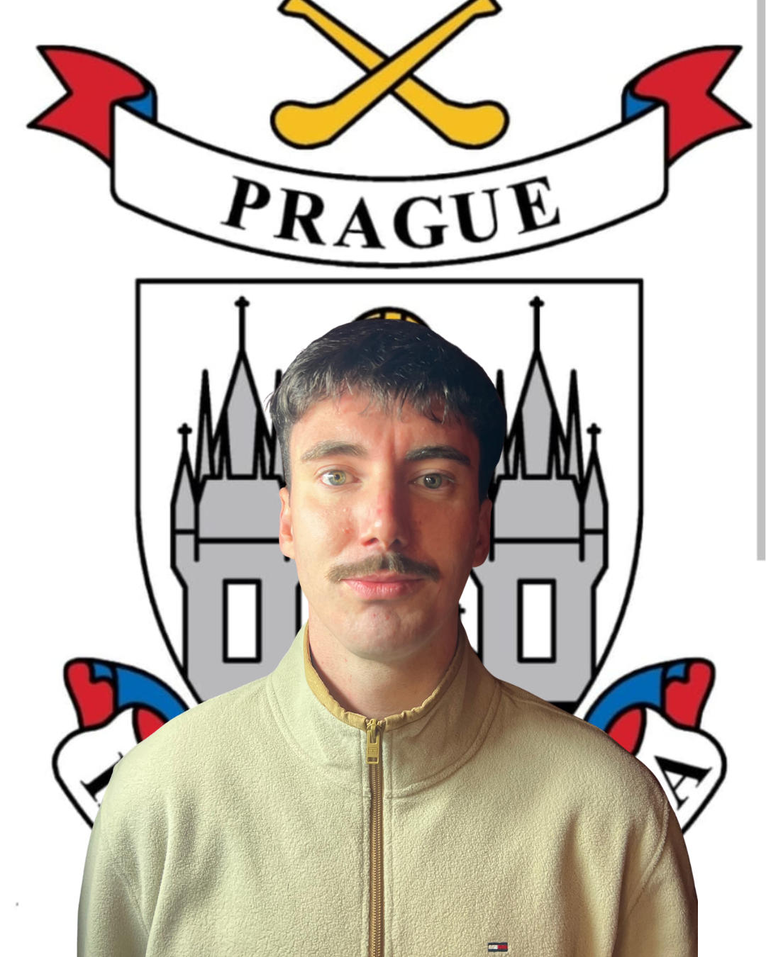 Black silhouette of a person with a red circle as the head and a red half-circle as the shoulders, centered on a white background.