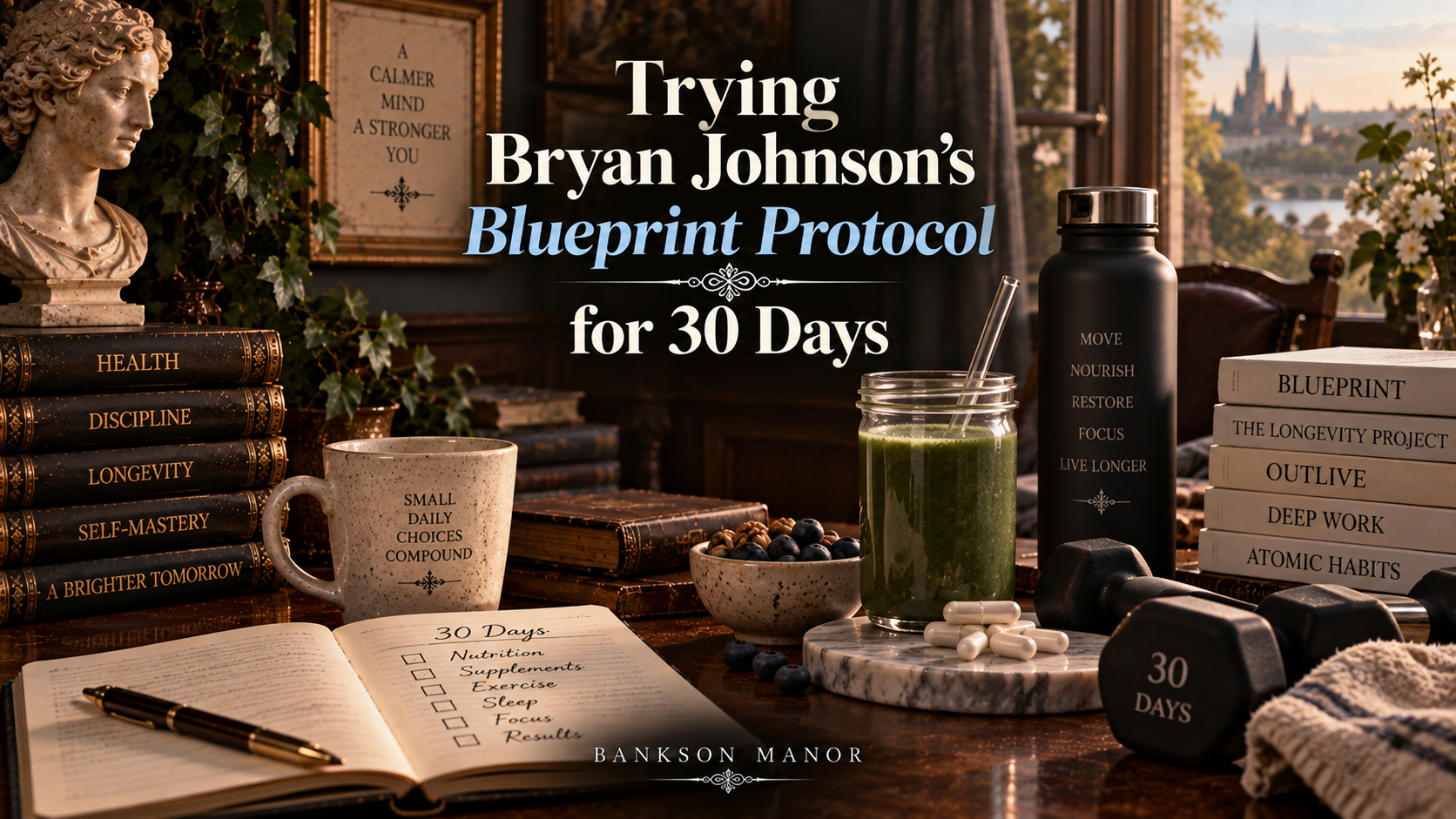 Trying Bryan Johnson’s Blueprint Protocol for Thirty Days — Bankson Manor YouTube Thumbnail