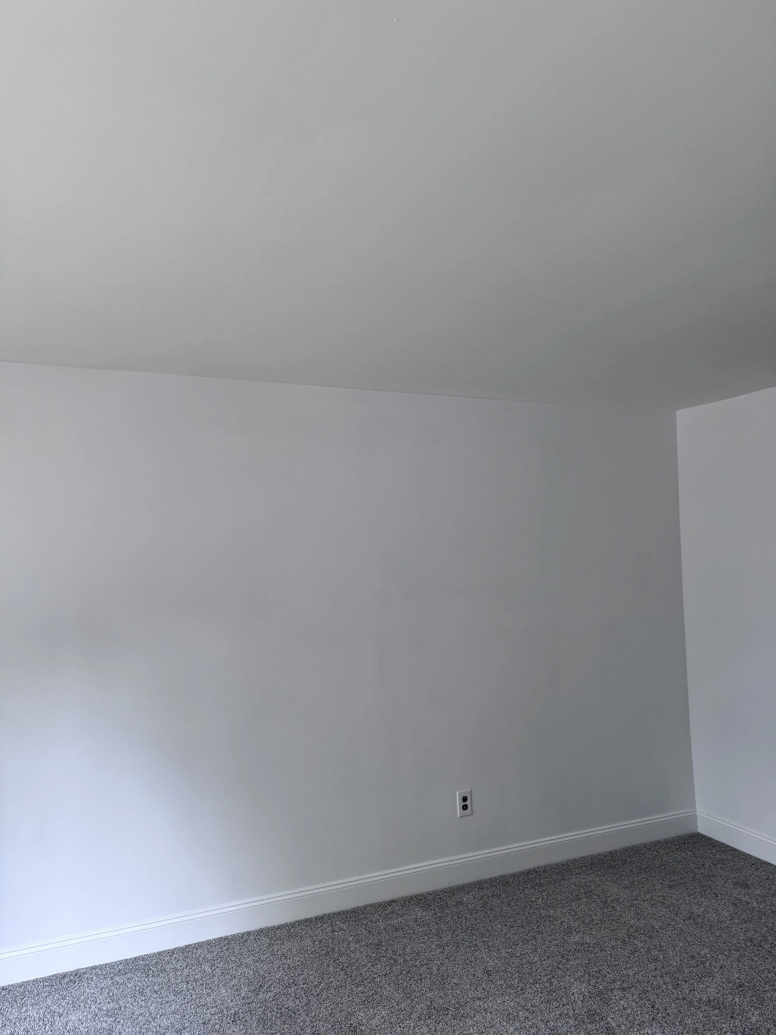 After - New drywall, SW Teapot Satin Paint, 5'' Solid Pine Trim