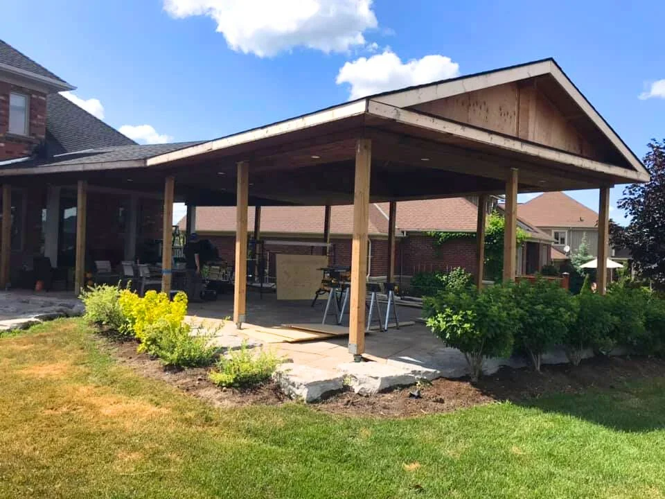 Progress photo of pavilion.