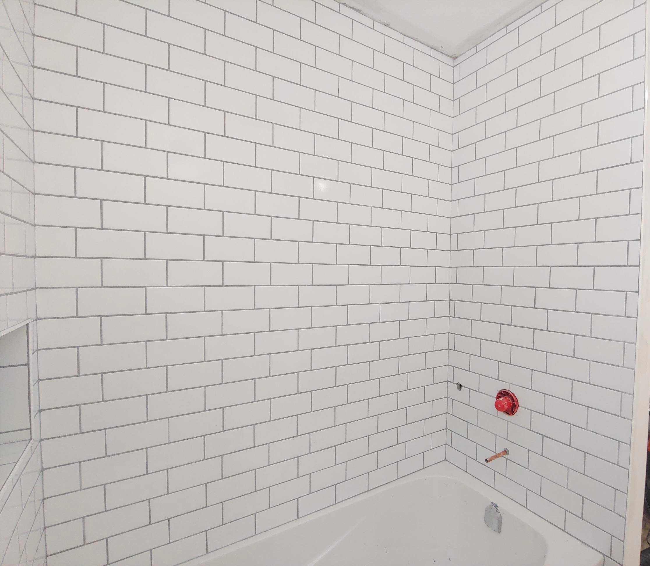 Bathroom subway tile.