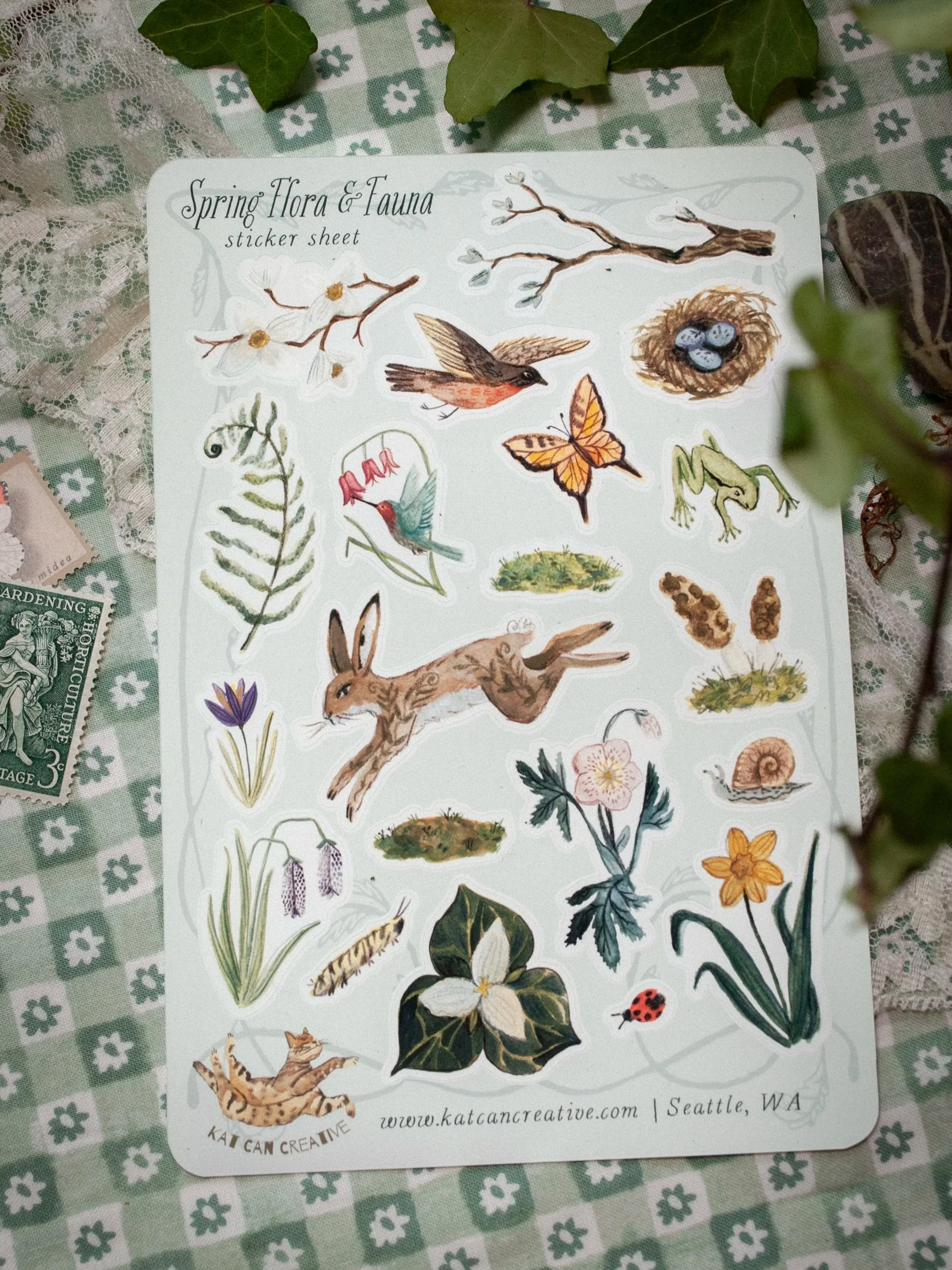 Spring Flora & Fauna Sticker Sheet