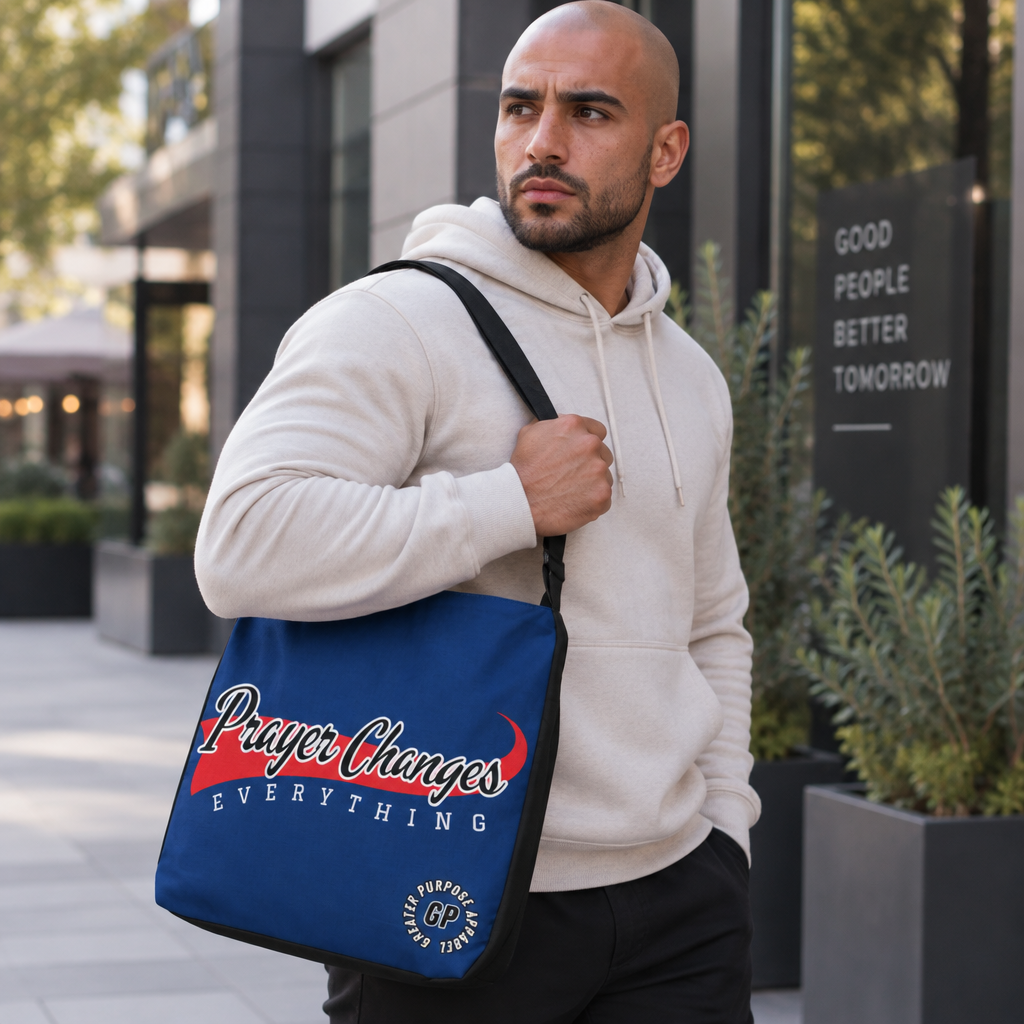 Prayer Changes Everything Adjustable Tote (Blue)