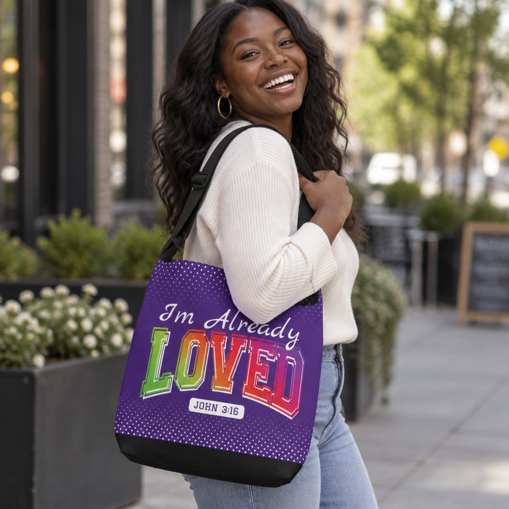 Loved John 3:16 Tote Bag — Colorful Christian Faith Crossbody