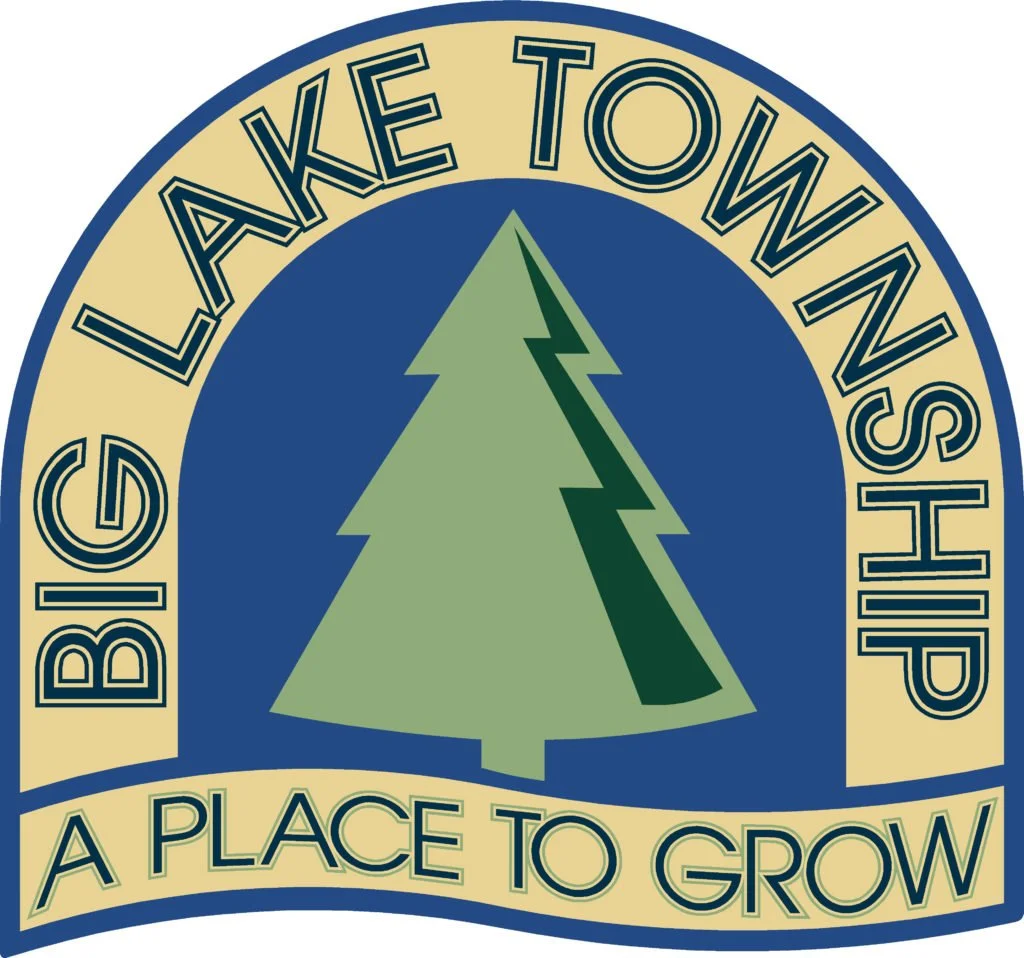 Logo for Big Lake Township featuring a green pine tree and the text 'Big Lake Township' and 'A Place to Grow'.