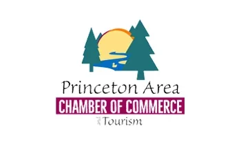 Princeton Area Chamber of Commerce Tourism logo with trees, sun, and water elements.