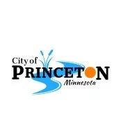 Logo of the City of Princeton, Minnesota, featuring stylized text with a blue swoosh design.