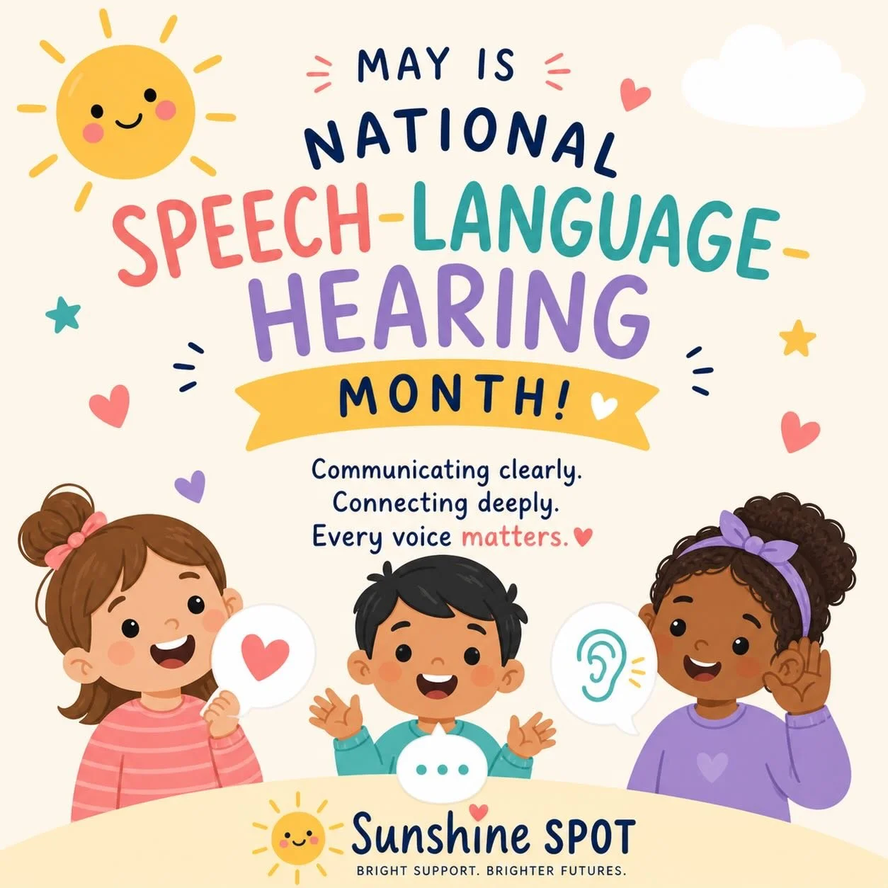 Every word, every sound, every smile matters 💛
This month, we celebrate the incredible progress our kids make every day in speech, language, and hearing.
We&rsquo;re so proud to be part of their journey ☀️