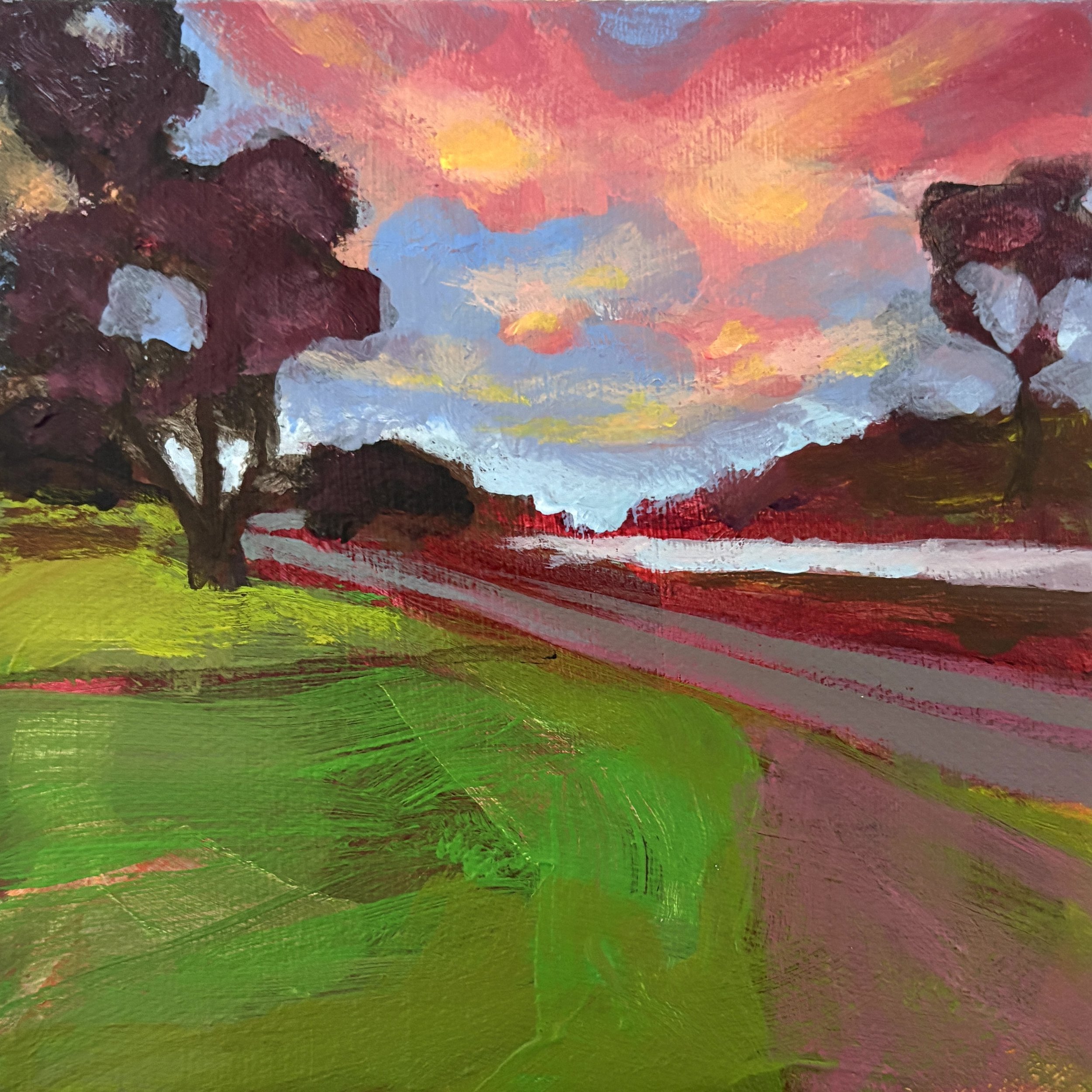 Rivers and Roads, 2025, Acrylic on Canvas 6x6 inches | $200