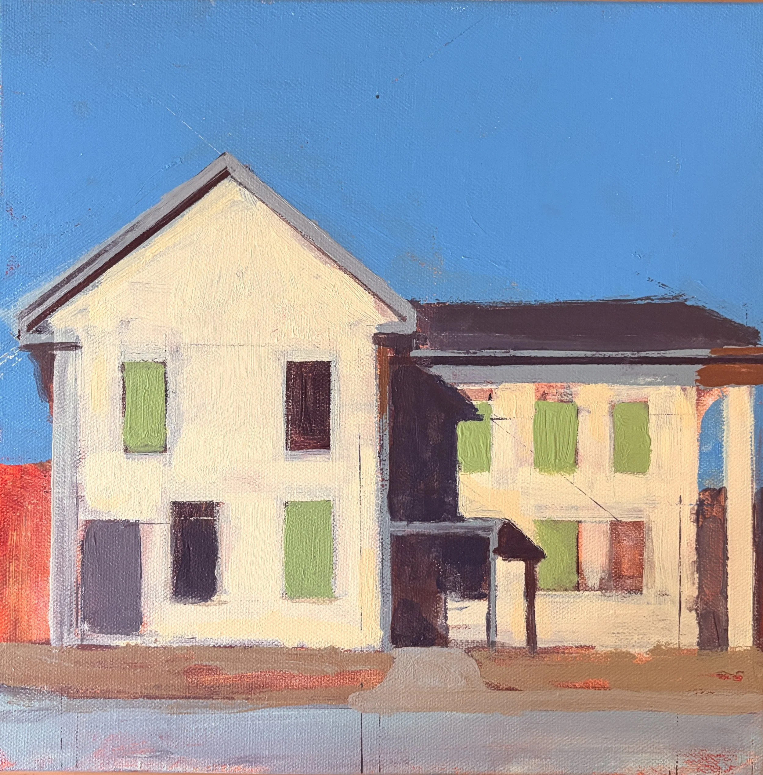 Athenaeum Under Construction II, 2026, Acrylic on Canvas 12x12 inches