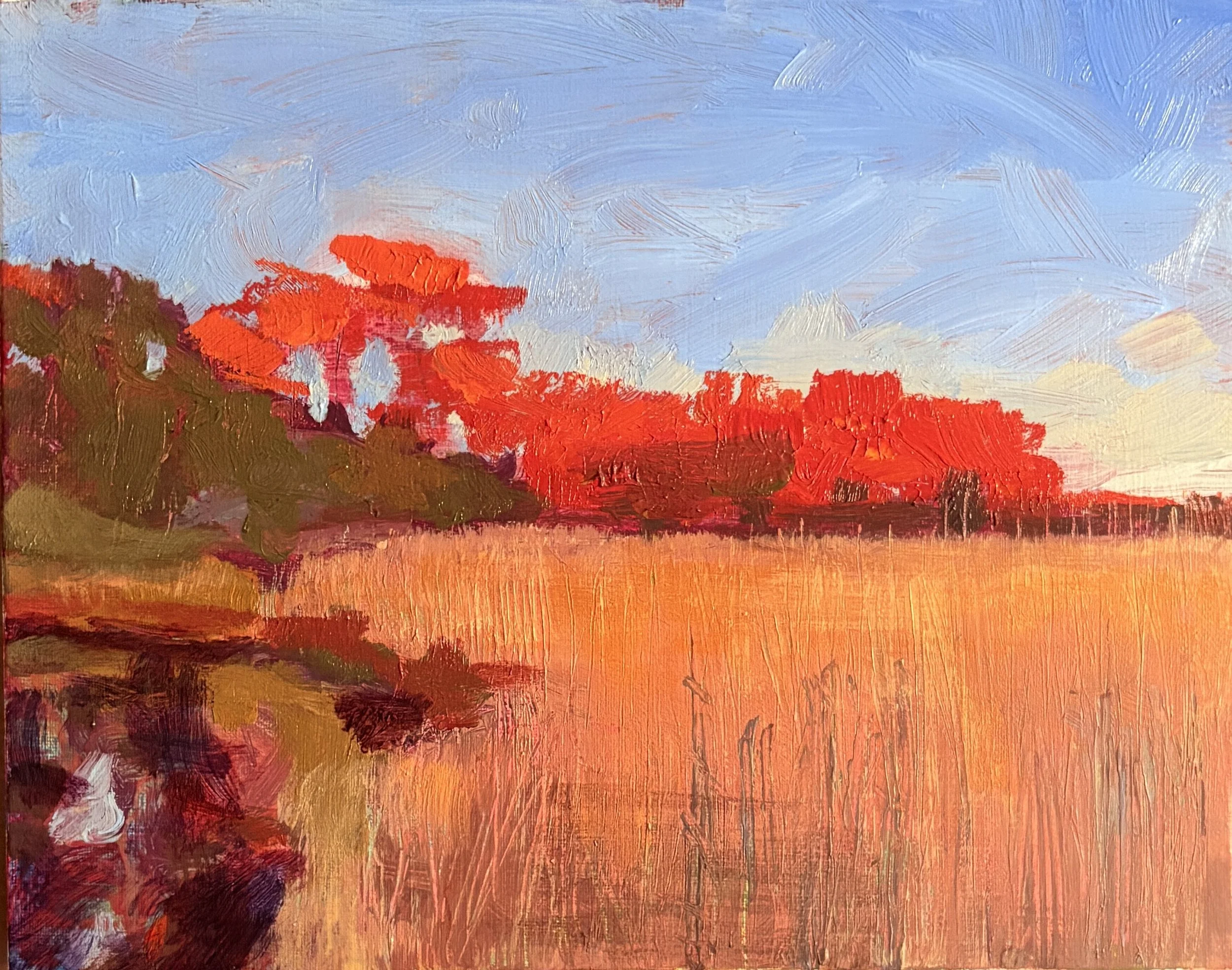 Marsh Sunset, 2025, Acrylic on Linen, 8x10 inches | $250
