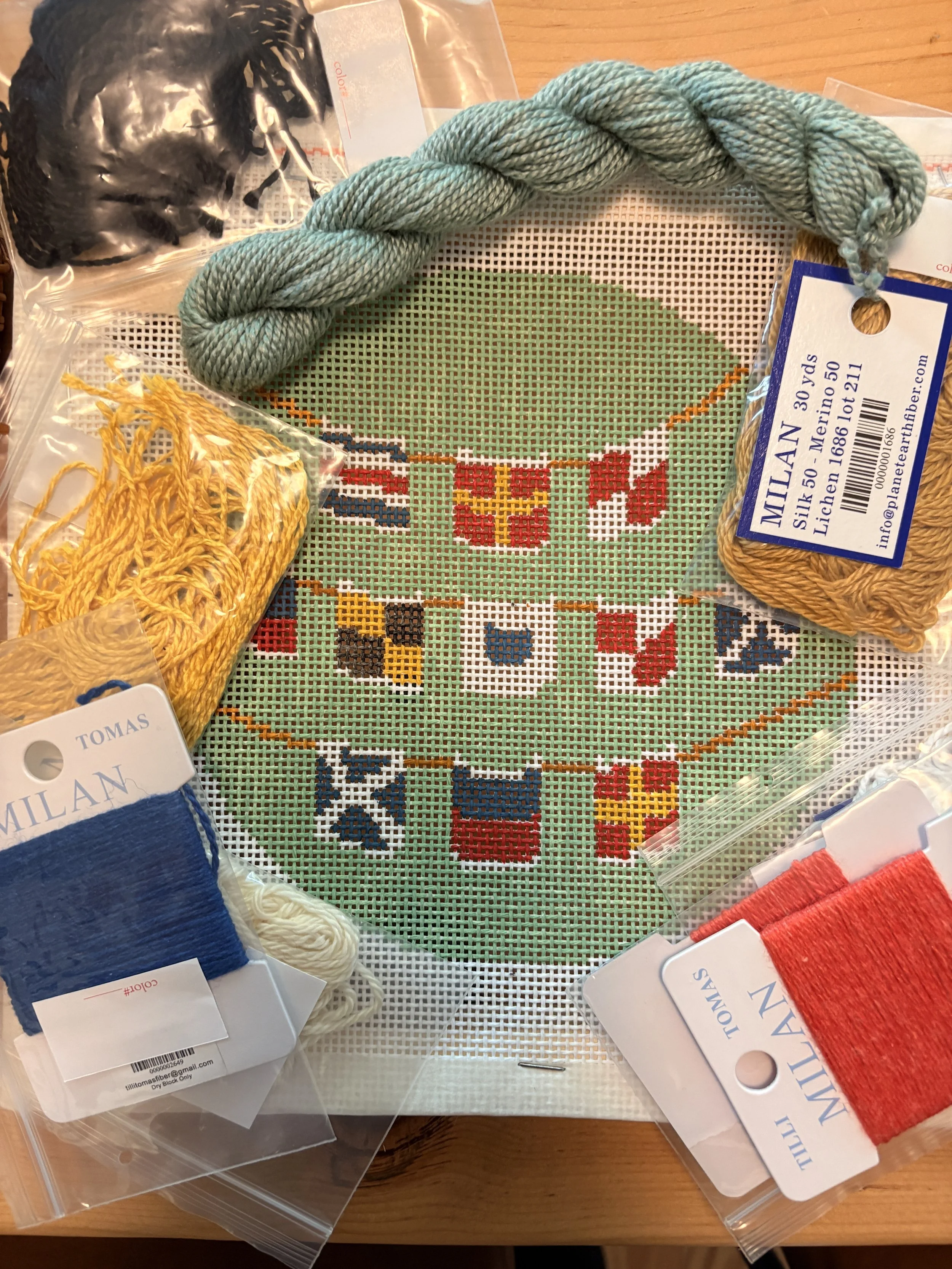 Cruel Summer Nautical Flag Round | 13 Mesh 6.5" round Needlepoint