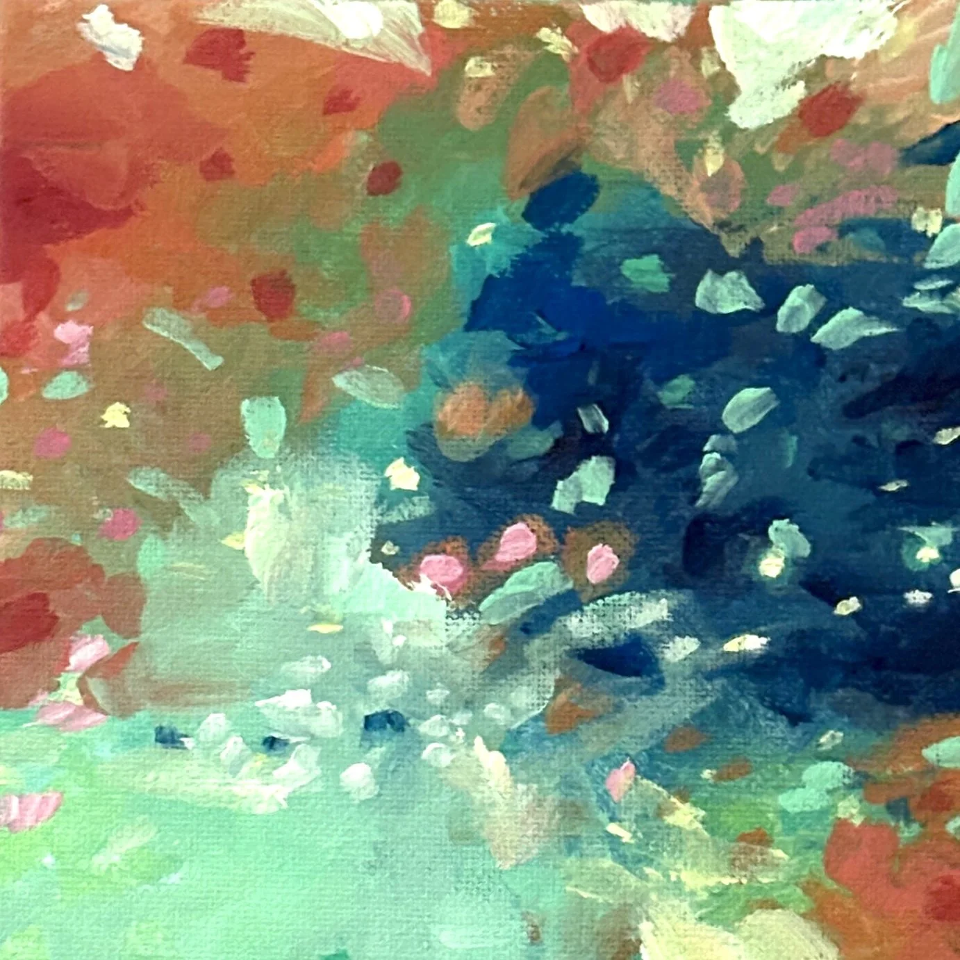 The Life of a Showgirl, 2025, Acrylic on Canvas, 6x6 inches | $75

"It's alright
| You were dancing through the lightning strikes
| Sleepless in the onyx night
| But now the sky is opalite"
-Opalite by Taylor Swift 