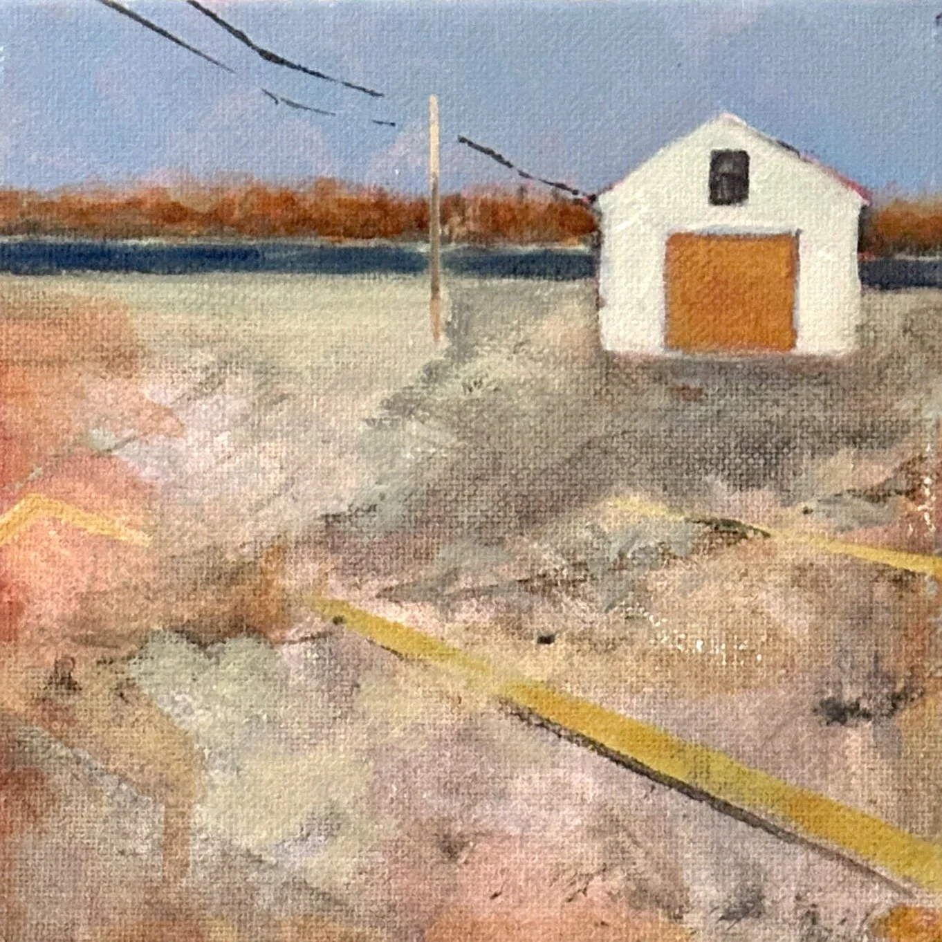 Evermore, 2025, Acrylic on Canvas, 6x6 inches | $75

"And the road not taken looks real good now
| And it always leads to you in my hometown"
-Tis the Damn Season by Taylor Swift 