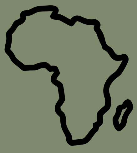 Outline of the African continent on a green background.