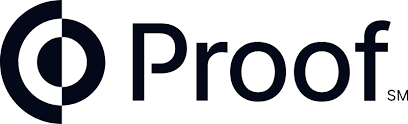 Proof logo with a circular emblem and the word 'Proof' next to it