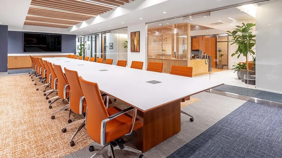 Accord — cognac chairs long conference table