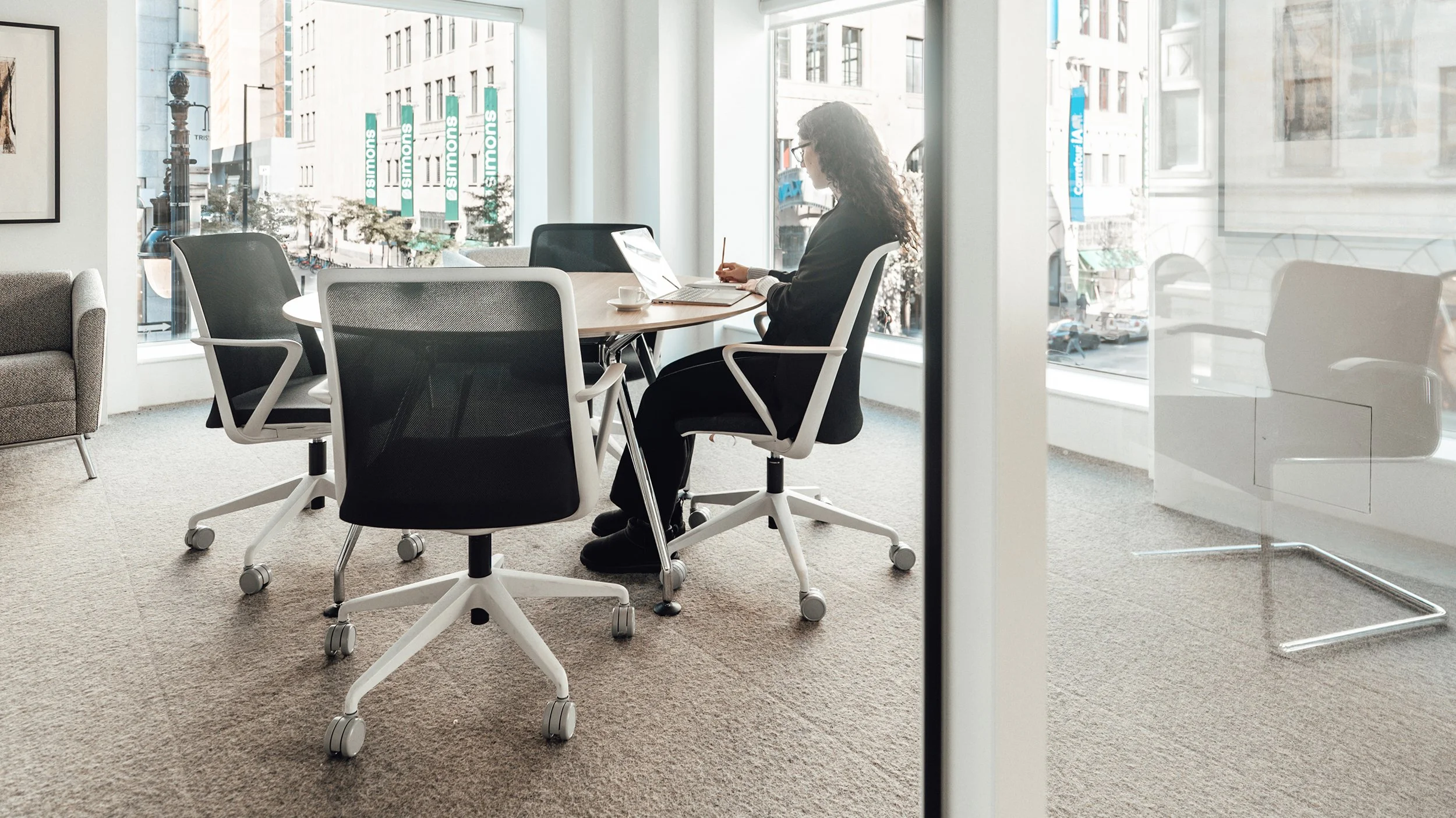Prefer chairs in a modern office meeting space