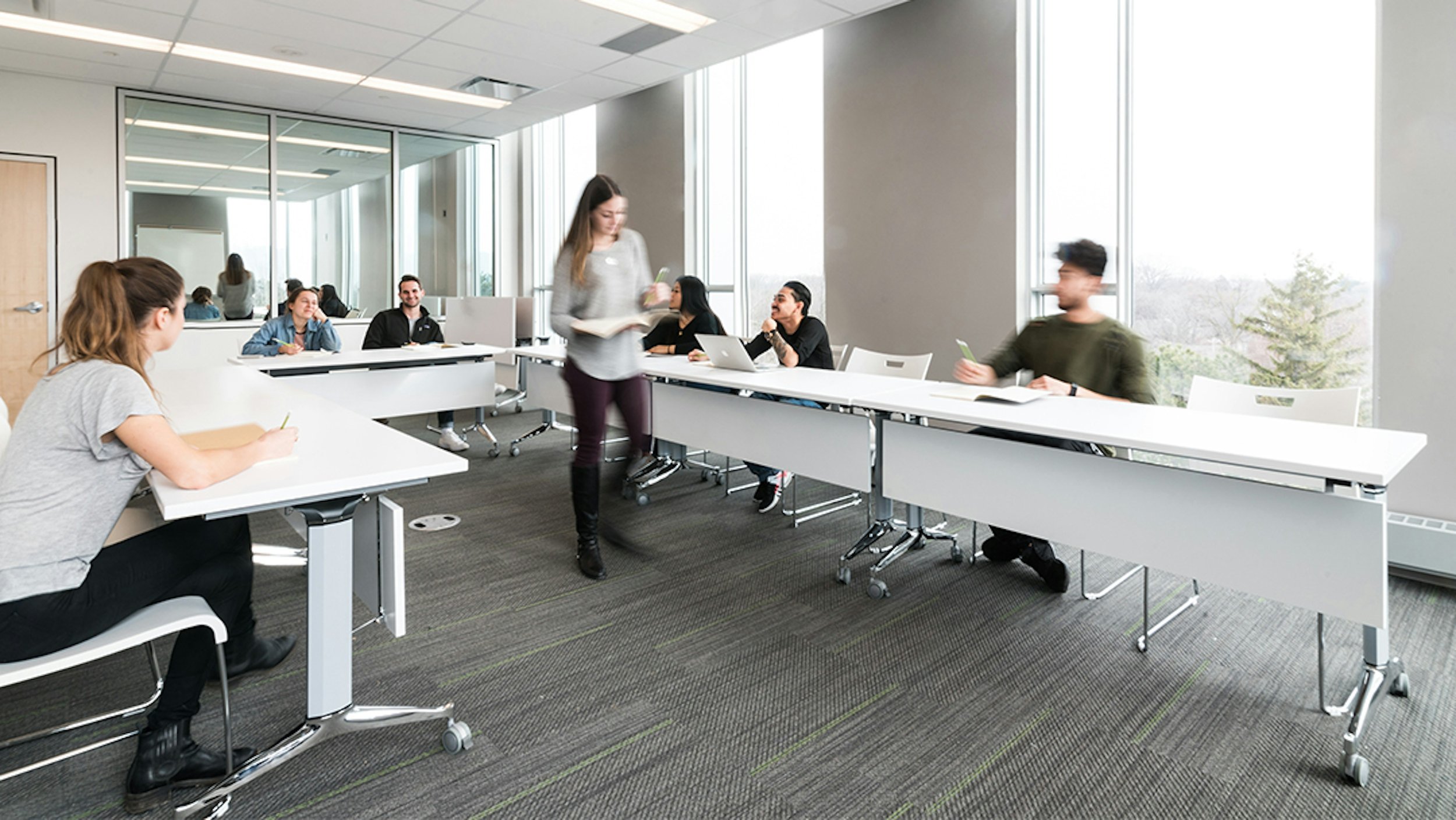 Terina training tables in a classroom