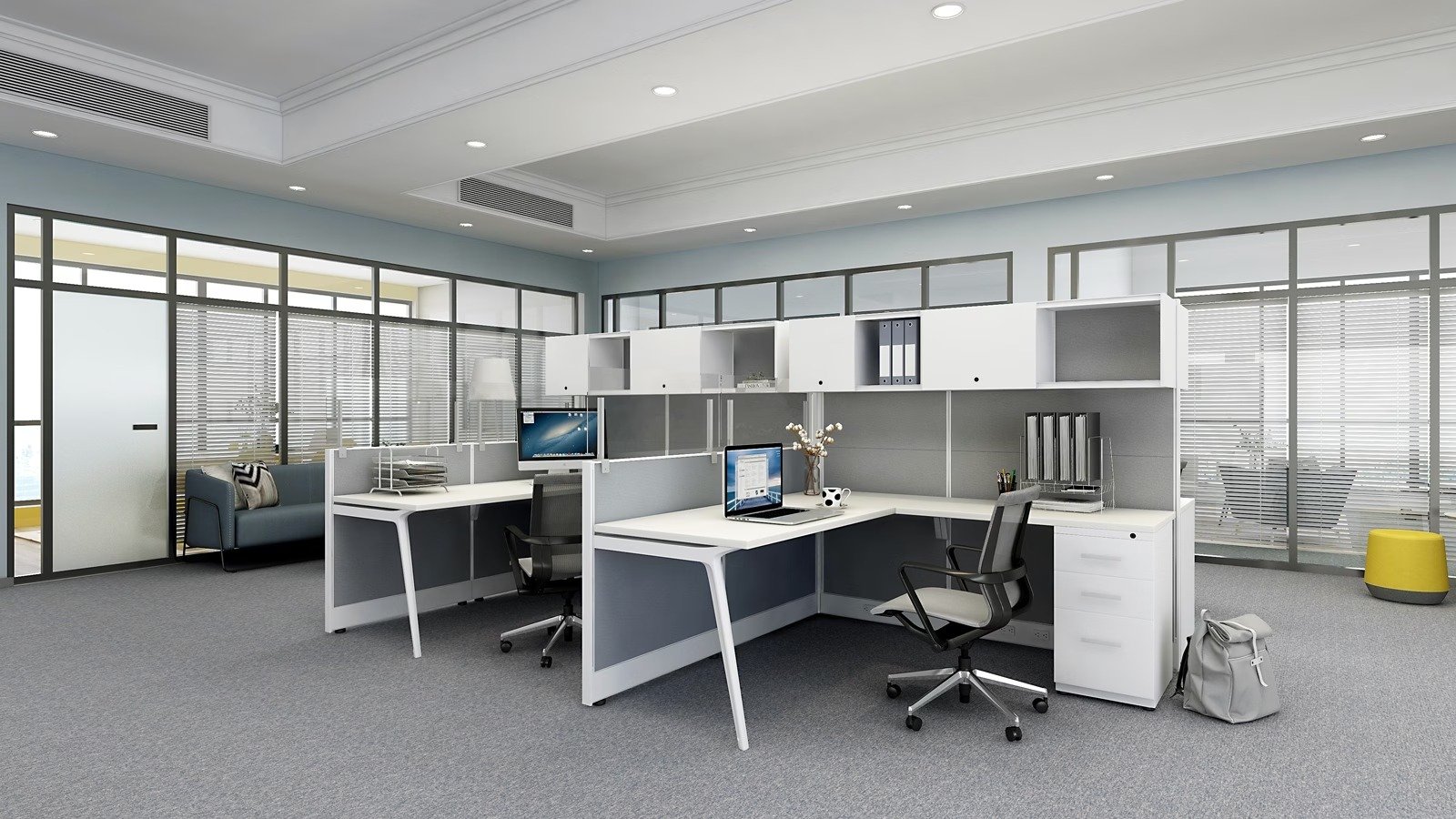 CS-NOVO panel cubicles with glass and fabric