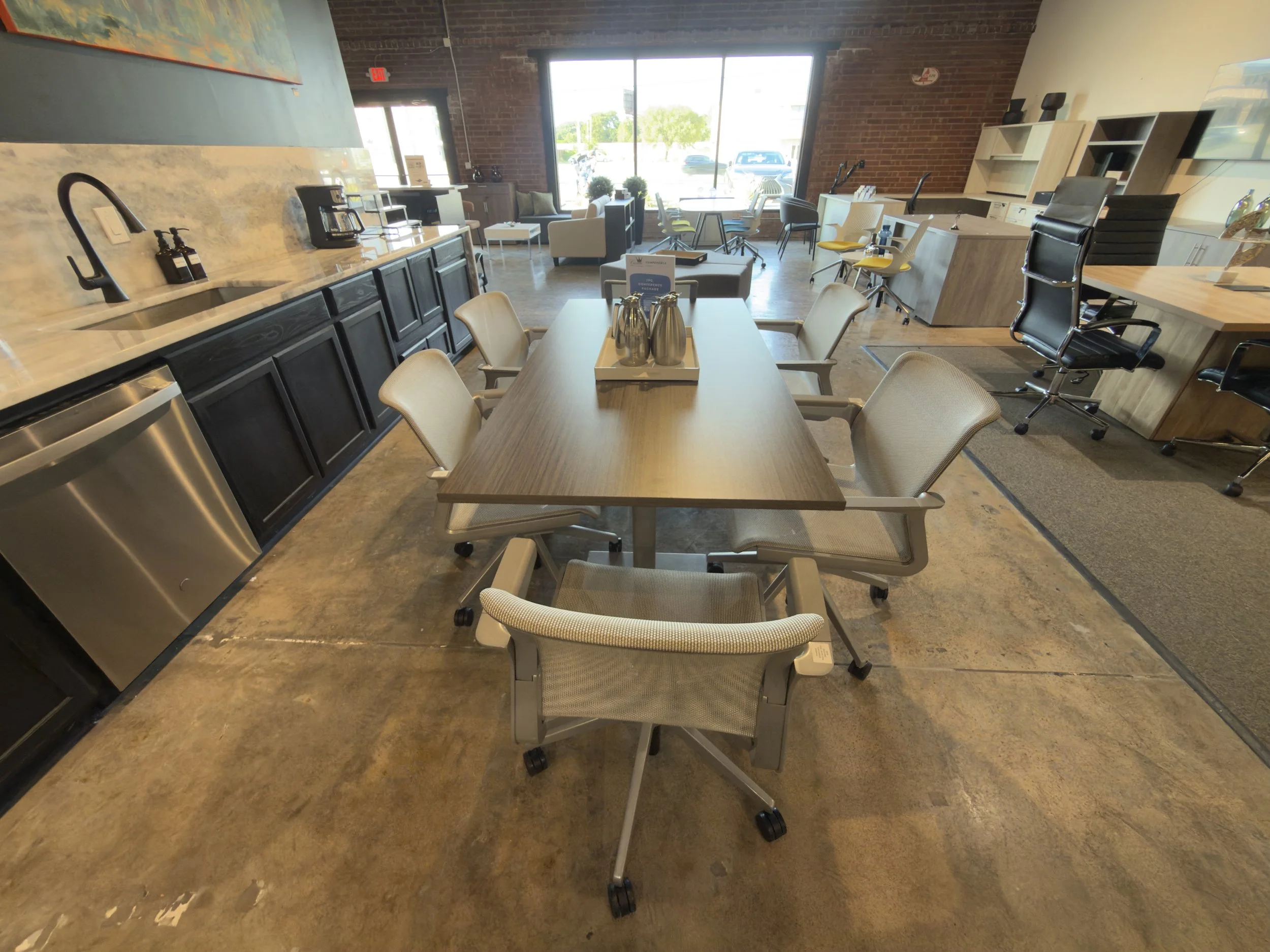 7PC Mesh Conference Package — conference table and mesh chairs