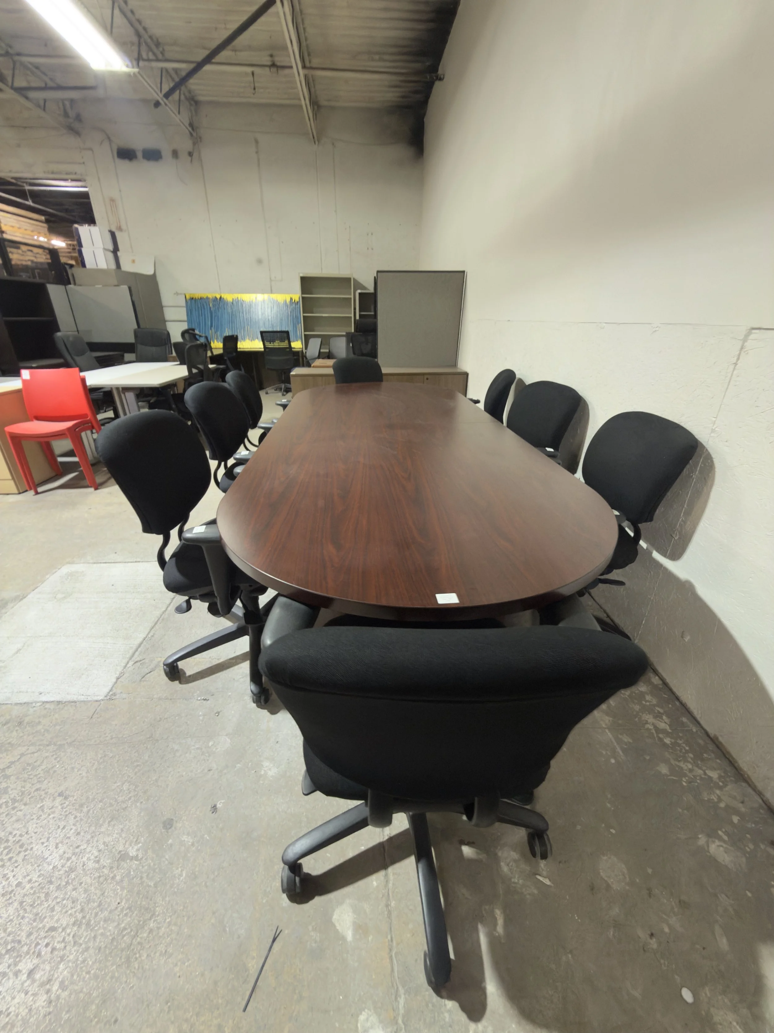 9PC Conference Package — oval table and black chairs