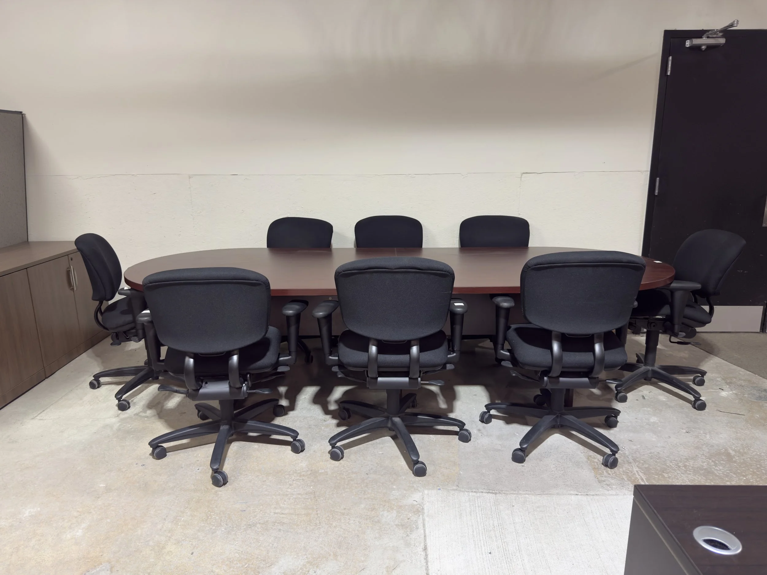 9PC Conference Package — black fabric task chairs