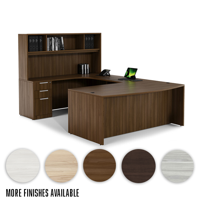 CSL 71x112 Bowfront U Desk with Hutch