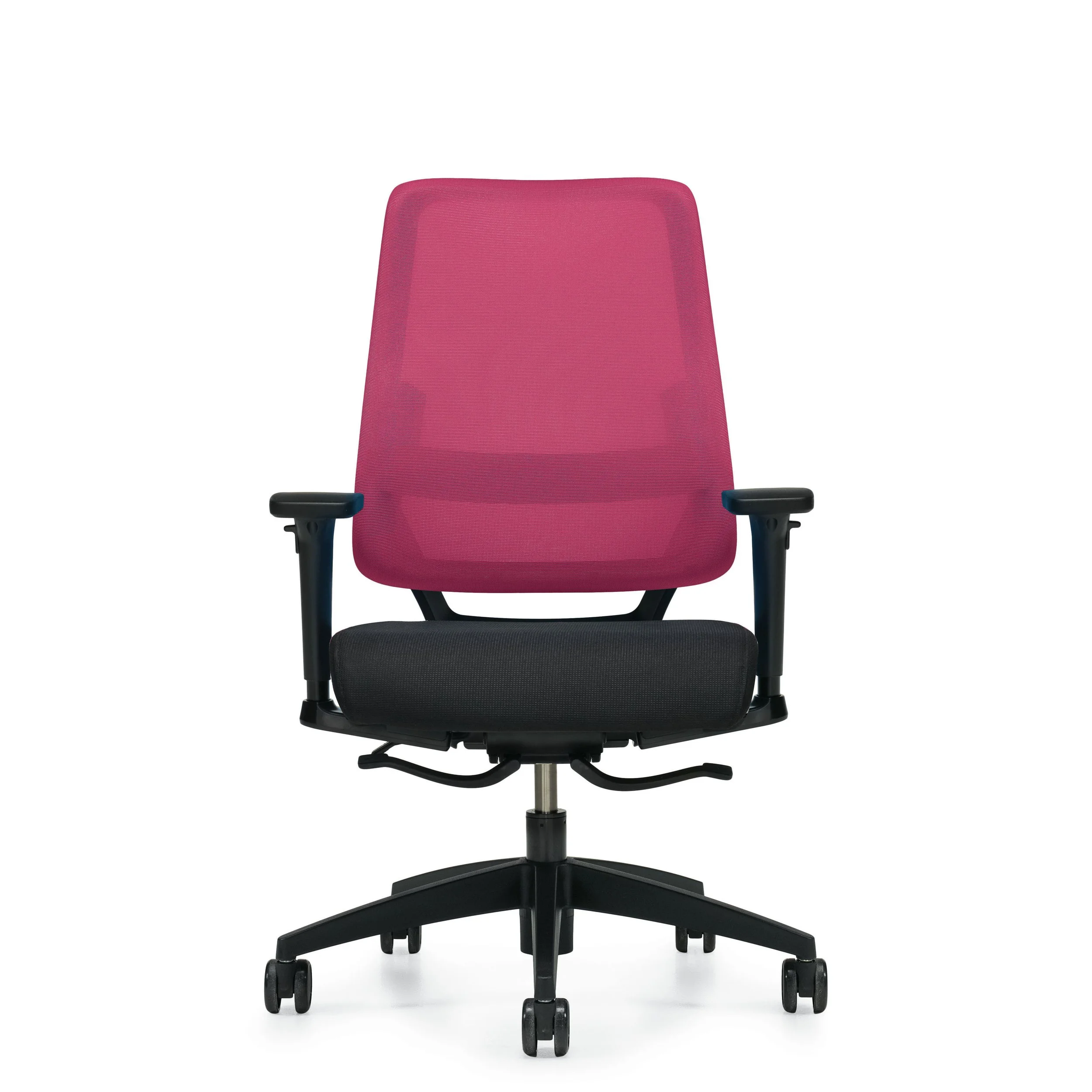Sora ergonomic mesh office chair — front view in hot pink mesh