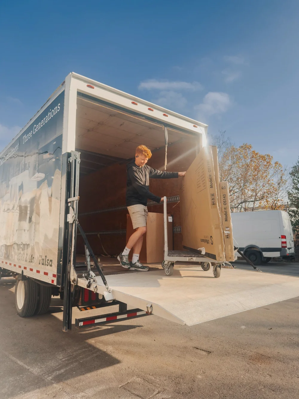 Crown delivery truck and crew