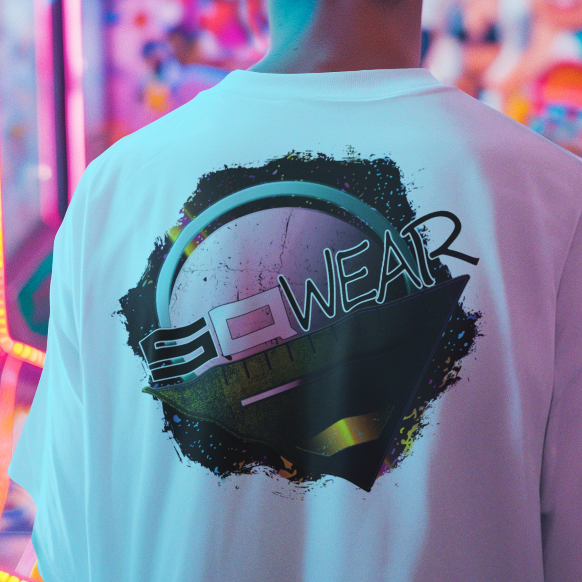 SQwear Designs Galactic Sunset "Burgundy & Teal" T-Shirt | Distressed Graphic Tee, Graphic Tee, Great Gift for Anyone, Casual Tee,