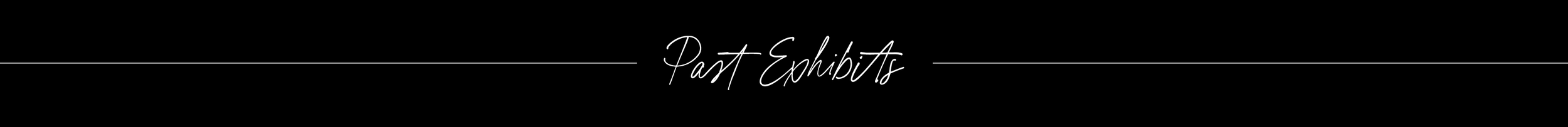 A webpage section titled 'Past Exhibits' with a black background and white cursive text.