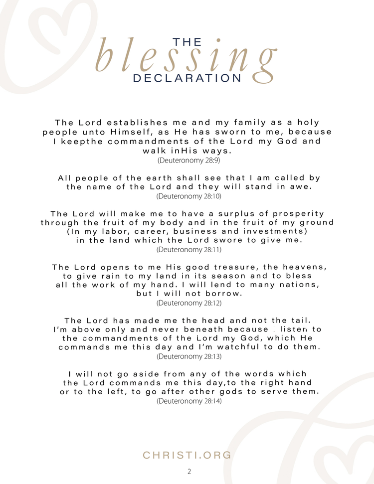 Blessing Form The Blessing Declaration — Christi Le Fevre Ministries