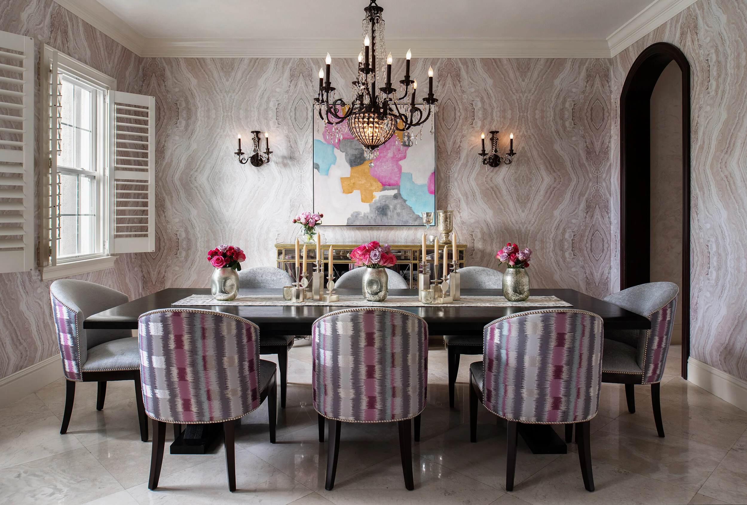 Abstract fun and color full painting in dining room