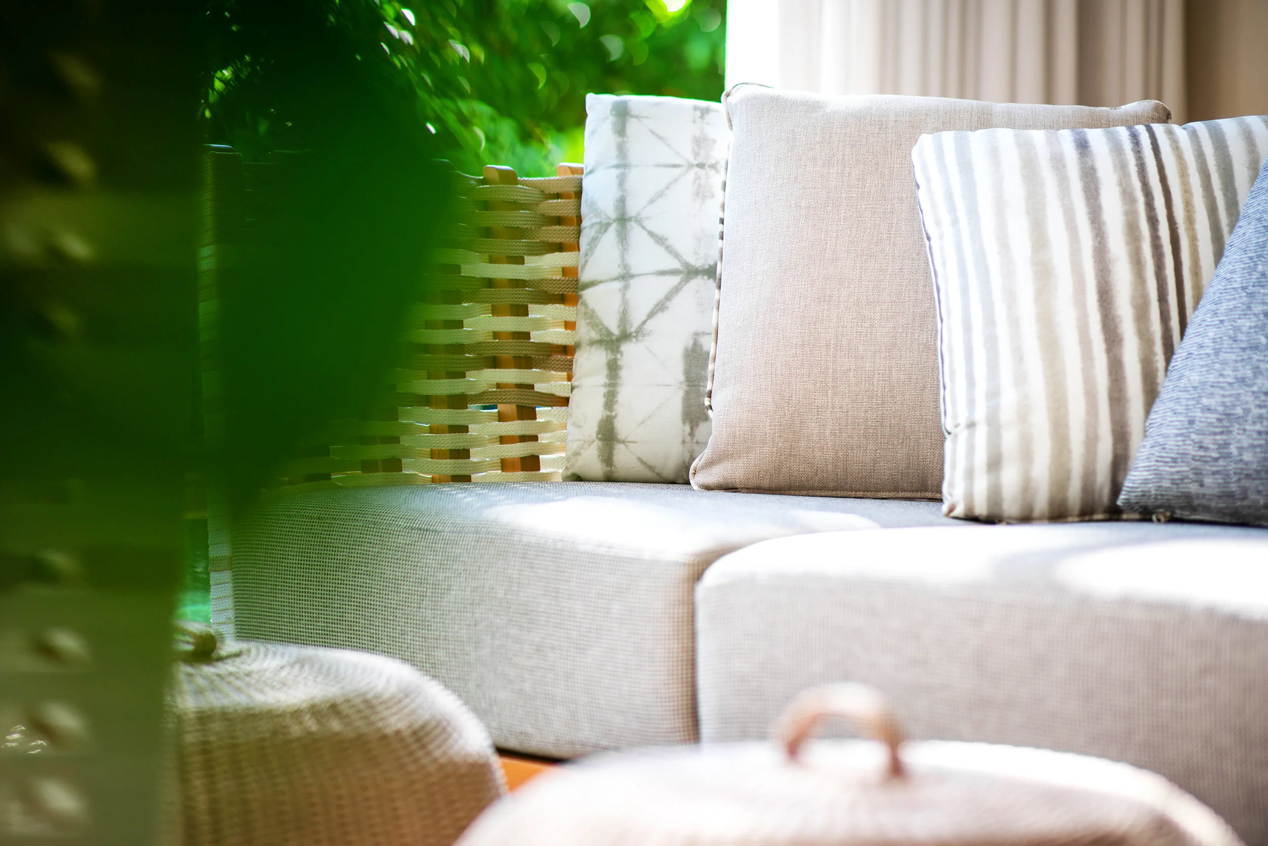 Grey and light wood patio furniture