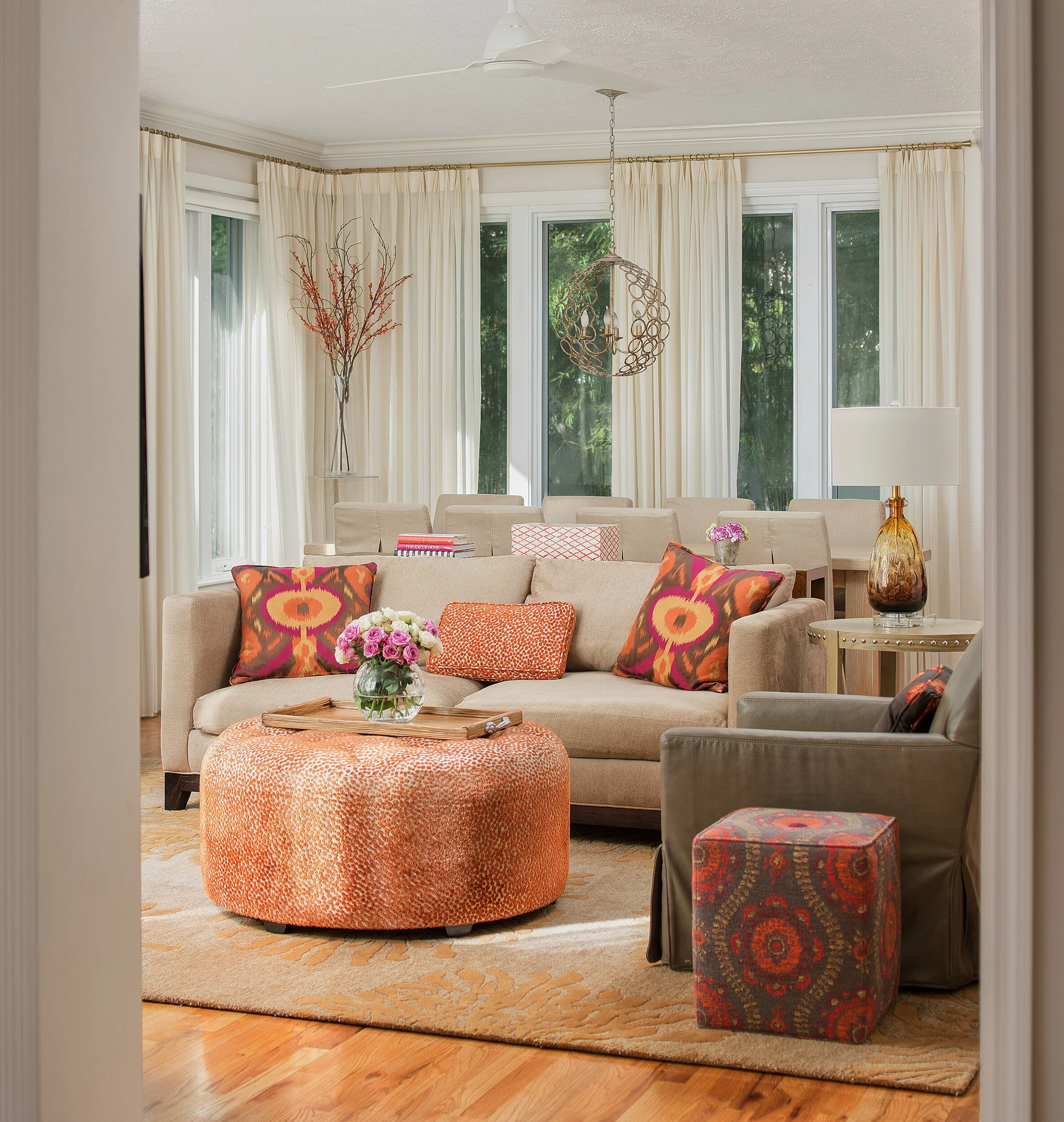 Orange patterns living room coffee table